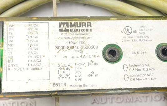 MURR ELECTRONIC 8000-88410-36205000 Cable Cord (USED) - Caliber Automation Online Store