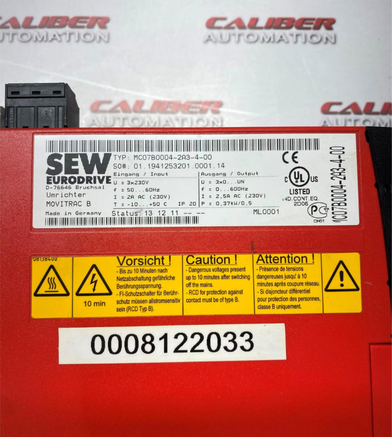 Load image into Gallery viewer, SEW EURODRIVE MC07B0004-2A3-4-00 Frequency Inverter - Caliber Automation Online Store
