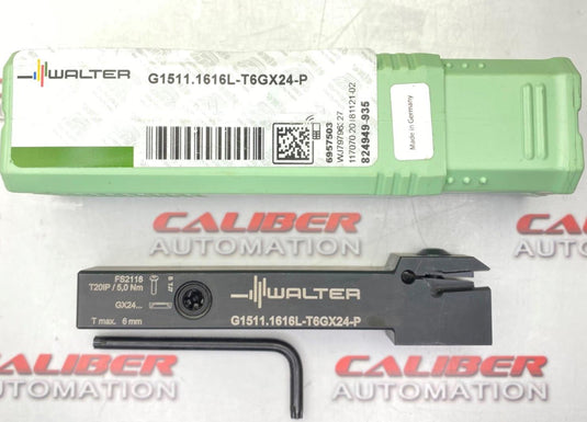WALTER G1511.1616L-T6GX24-P Indexable Grooving Tool Holder (NEW) - Caliber Automation Online Store
