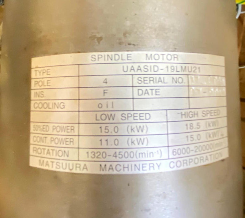 Load image into Gallery viewer, YASKAWA MATSUURA SPINDLE MOTOR UAASID-19LMU21 (USED) - Caliber Automation Online Store
