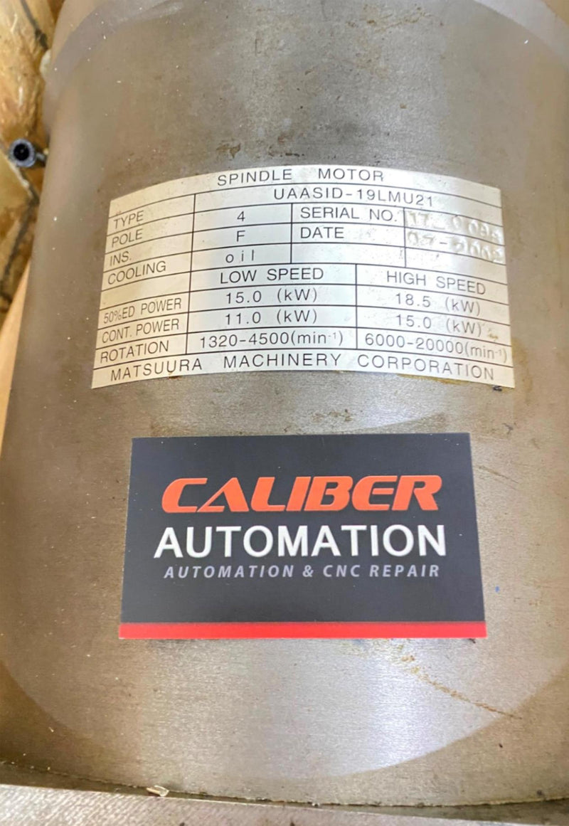 Load image into Gallery viewer, YASKAWA MATSUURA SPINDLE MOTOR UAASID-19LMU21 (USED) - Caliber Automation Online Store
