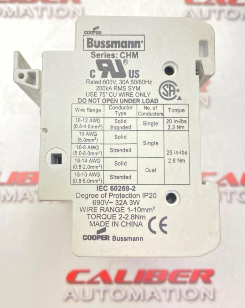 Load image into Gallery viewer, COOPER BUSSMANN CHM Midget Fuse Holder 690V,32A,3Pole (USED) - Caliber Automation Online Store
