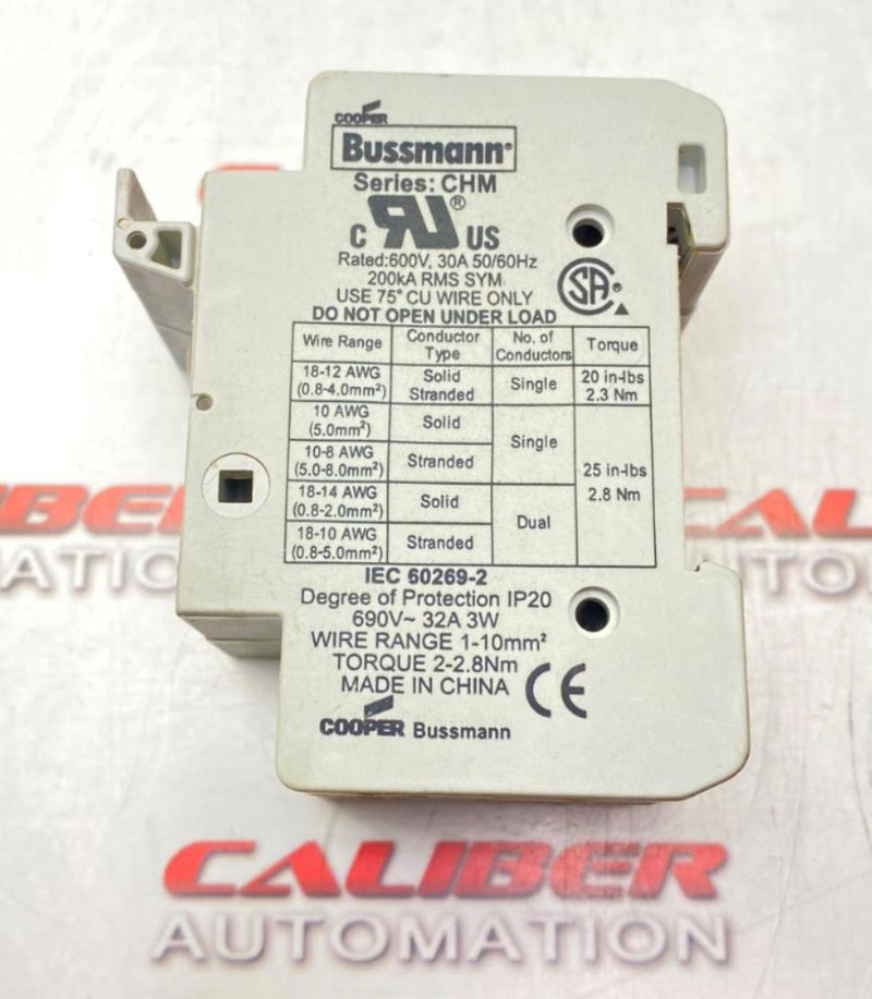 Load image into Gallery viewer, COOPER BUSSMANN CHM Midget Fuse Holder 690V,32A,2Pole (USED) - Caliber Automation Online Store

