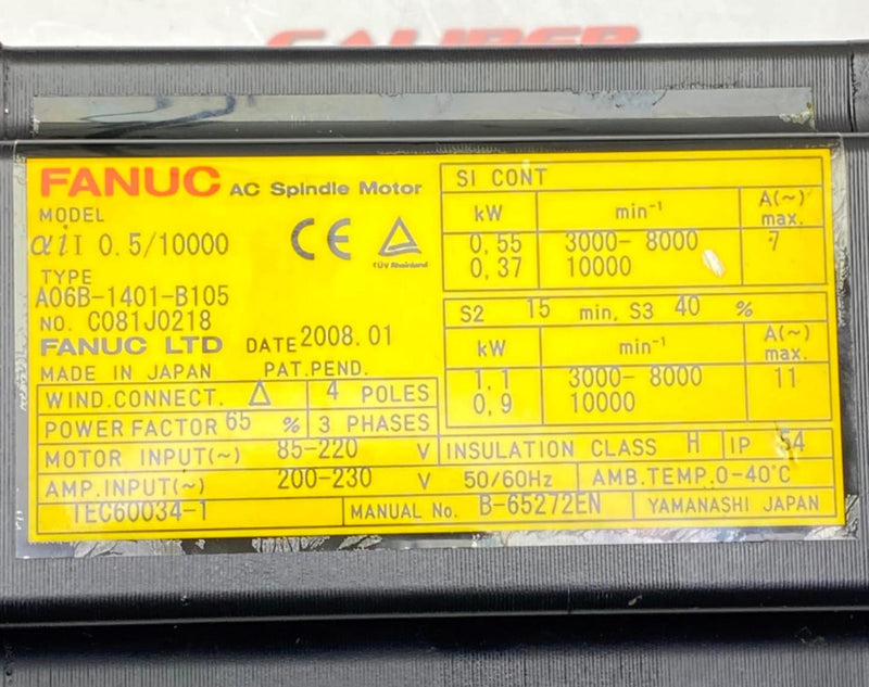 Load image into Gallery viewer, FANUC A06B-1401-B105 Spindle Motor (USED) - Caliber Automation Online Store
