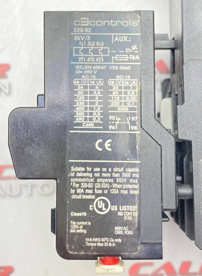 Load image into Gallery viewer, C3 CONTROLS 300-S09N30 Contactor  W/320-B2 Thermal Overload Relay (USED) - Caliber Automation Online Store
