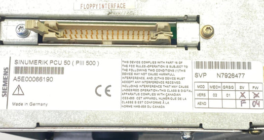 SIEMENS 6FC5220-0AA01-1AA0 SINUMERIK  PCU 50 A5E00066190 (USED) - Caliber Automation Online Store