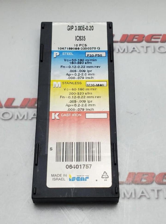 Iscar GIP 3.00E - 0.20 IC635 Insert (Pack of 4) - Caliber Automation Online Store