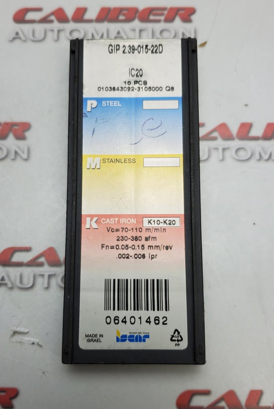 Iscar GIP 2.39-015-22D IC20 Insert (Pack of 10) - Caliber Automation Online Store