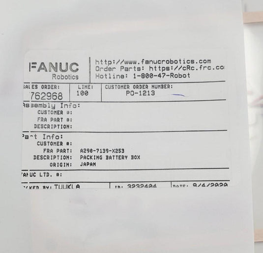 FANUC A290-7139-X253 PACKING BATTERY BOX - Caliber Automation Online Store
