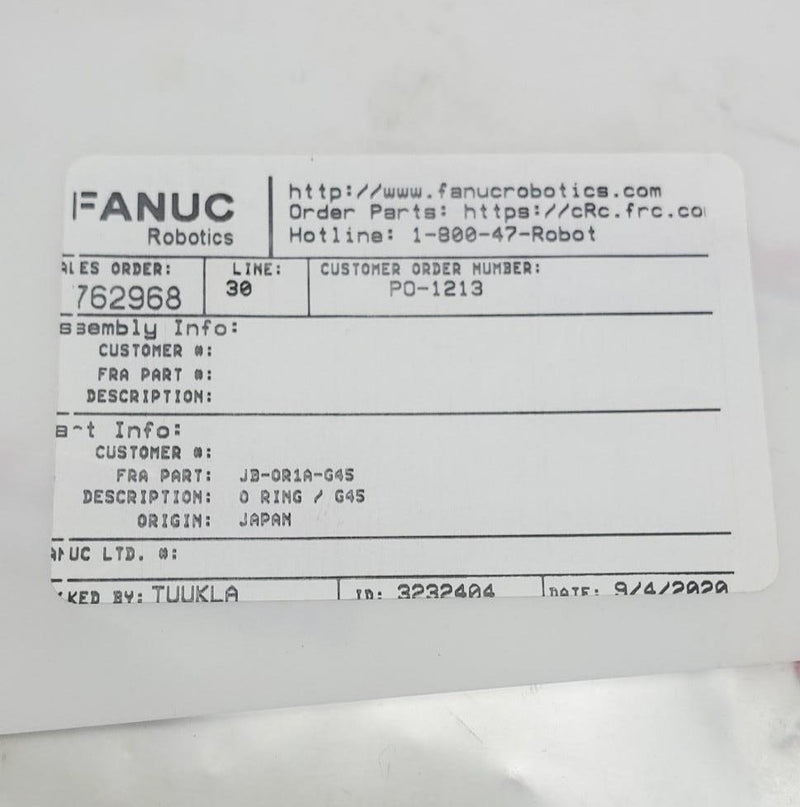 Load image into Gallery viewer, FANUC JB-OR1A-G45 O-RING/G45 - Caliber Automation Online Store

