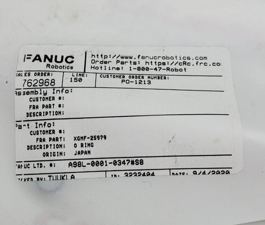 FANUC XGMF-25979 O-RING - Caliber Automation Online Store